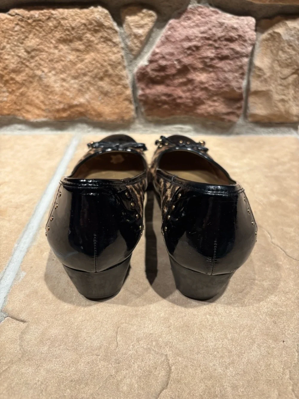 Anne Klein Ashvante Leopard Print Wedge Ballet Flats with Black Trim - Picture 3 of 6